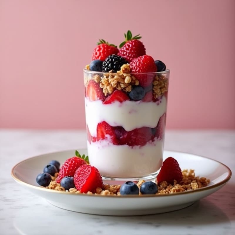Greek Yogurt Protein Parfait with Mixed Berries