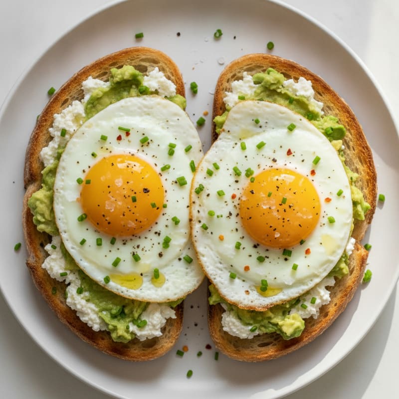 Sourdough Avocado Toast with Whipped Cottage Cheese and Egg