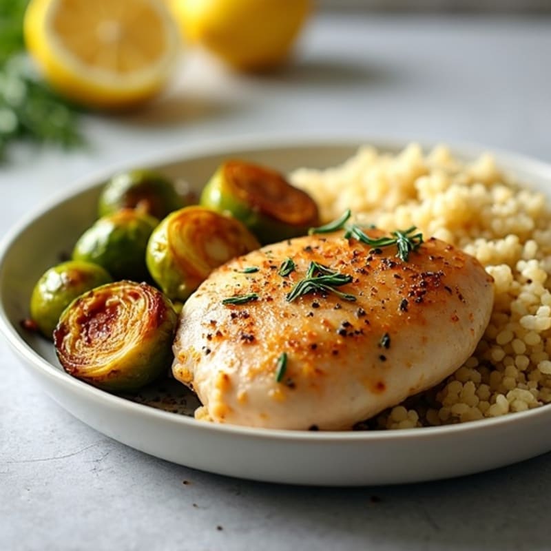 Lemon Herb Roasted Chicken with Crispy Brussels Sprouts