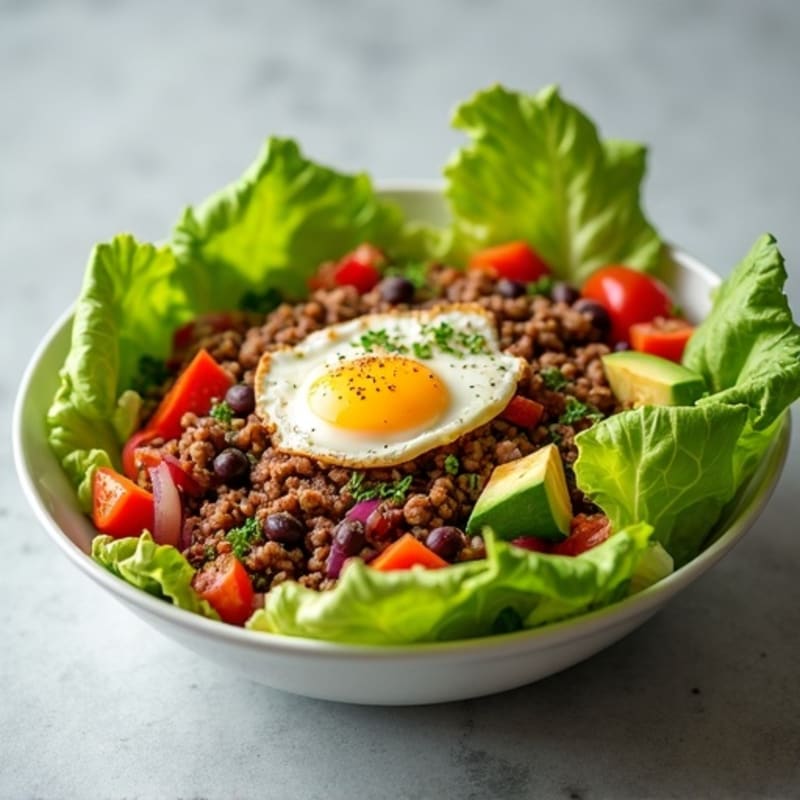 Loaded Lean Ground Beef Burger Bowl