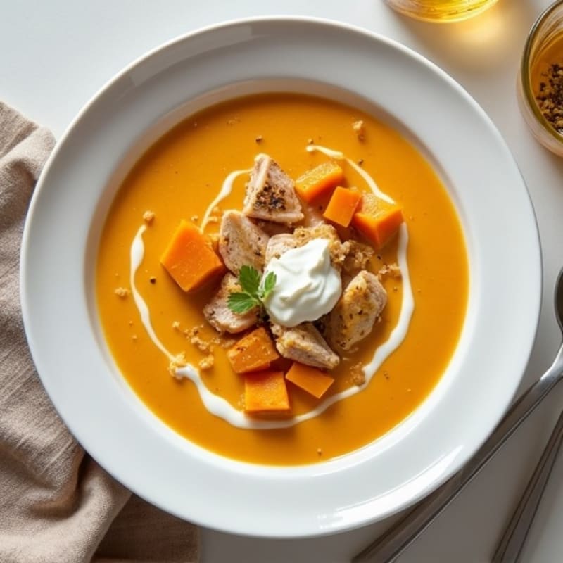 Creamy Roasted Butternut Squash and Chicken Soup