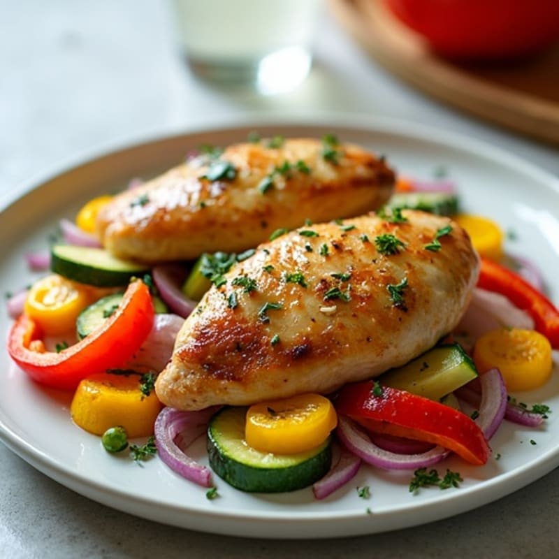 One-Pan Herb-Roasted Chicken with Rainbow Vegetables