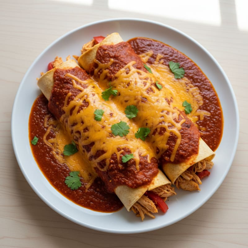 Chicken Enchiladas with Red Chili Sauce