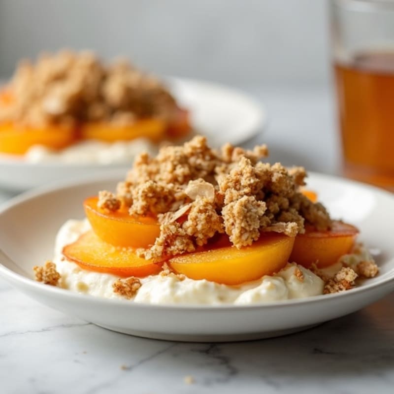 Baked Peach and Cottage Cheese Crumble with Crispy Oat Topping