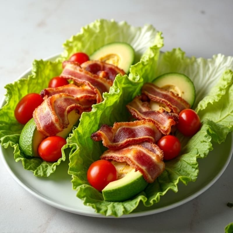 Crispy Bacon Lettuce Wraps with Fresh Tomato and Creamy Avocado