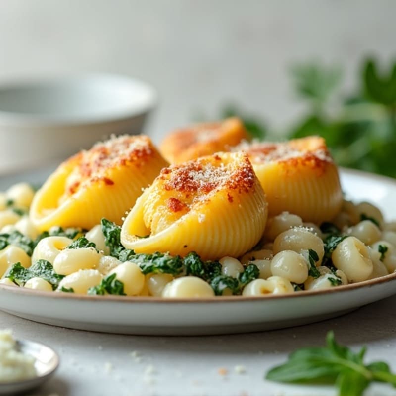 Creamy Spinach Ricotta Baked Shells