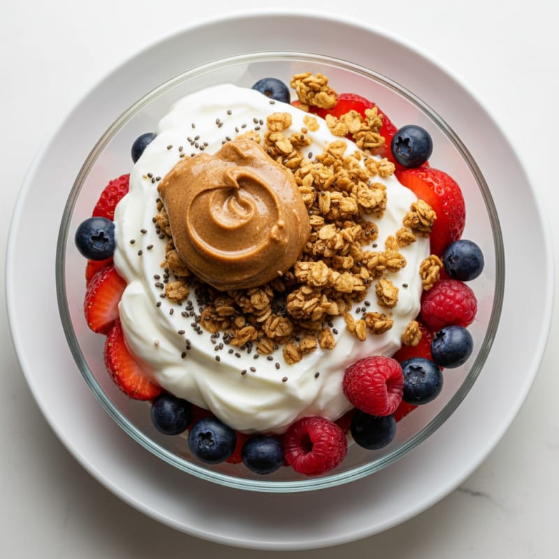 Creamy Greek Yogurt Parfait with Mixed Berries and Almond Butter