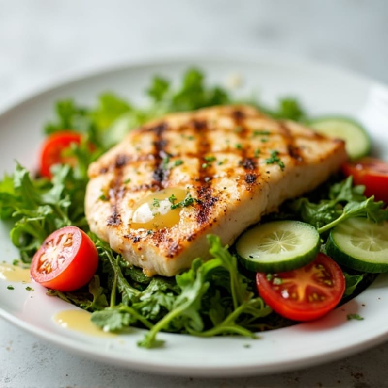 Grilled Chicken Breast with Mixed Greens and Lemon Vinaigrette
