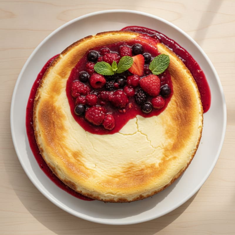 Creamy Protein Cheesecake with Berry Sauce