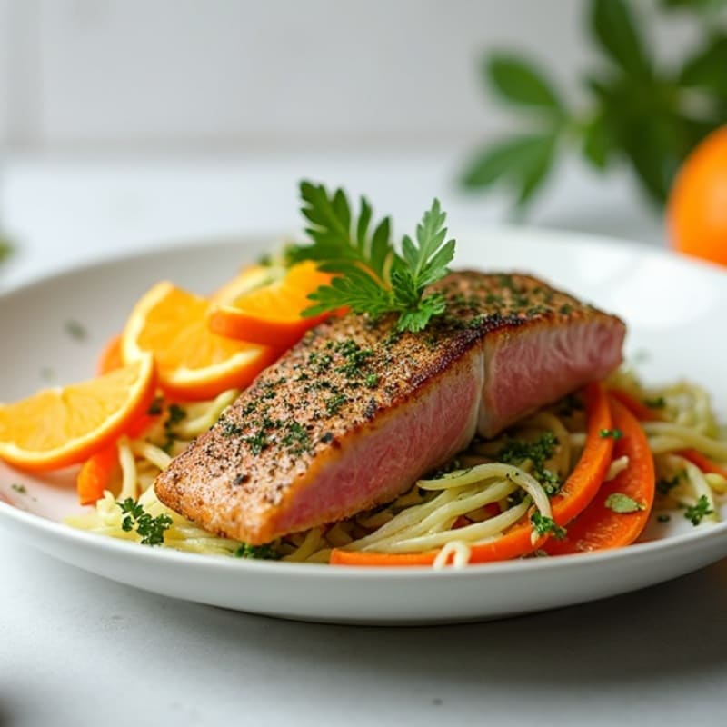 Herb-Crusted Seared Tuna with Citrus Slaw