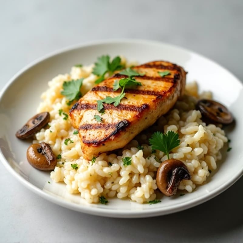 Healthy Creamy Mushroom Risotto with Chicken
