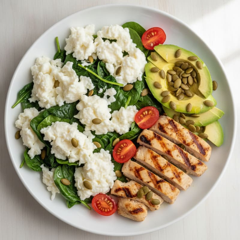 Scrambled Egg Whites with Spinach and Grilled Chicken