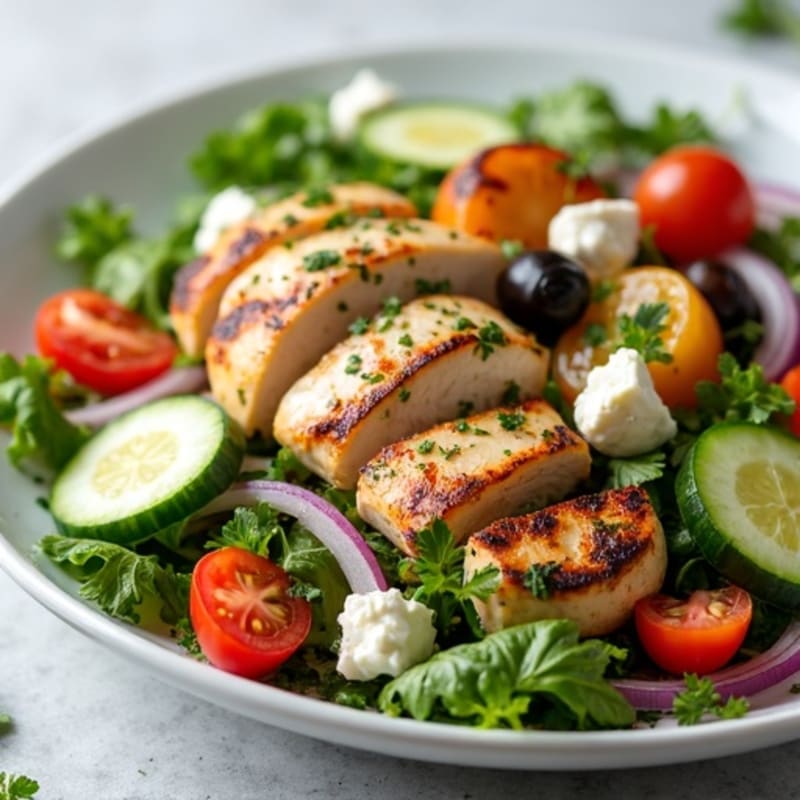Fresh Vegetable and Feta Salad with Lemon-Herb Dressing