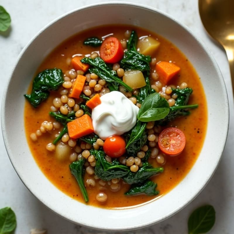 Creamy Instant Pot High-Protein Lentil Stew with Spinach