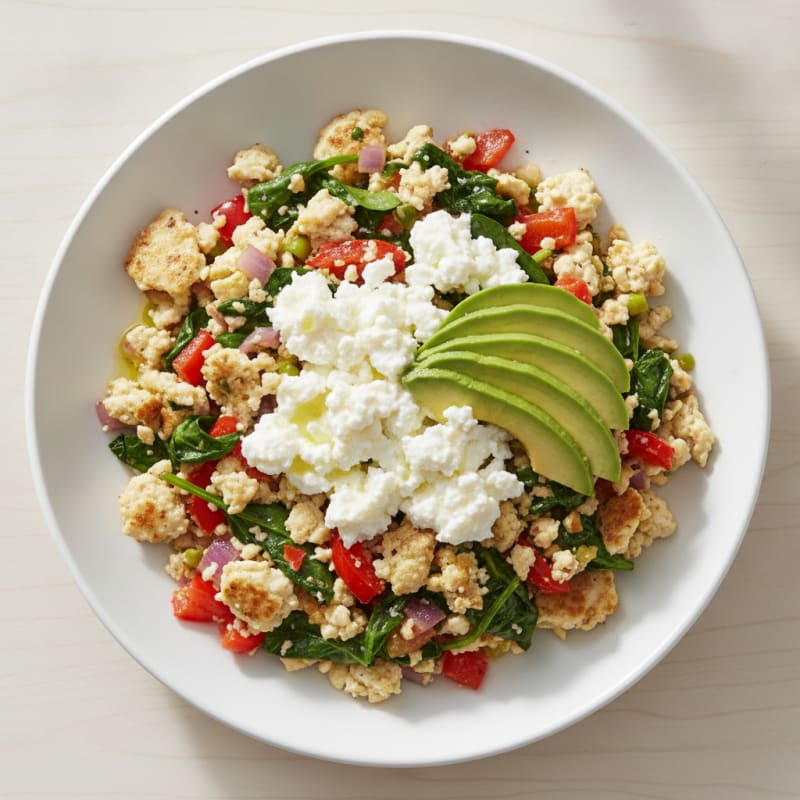 Egg White Veggie Scramble with Cottage Cheese