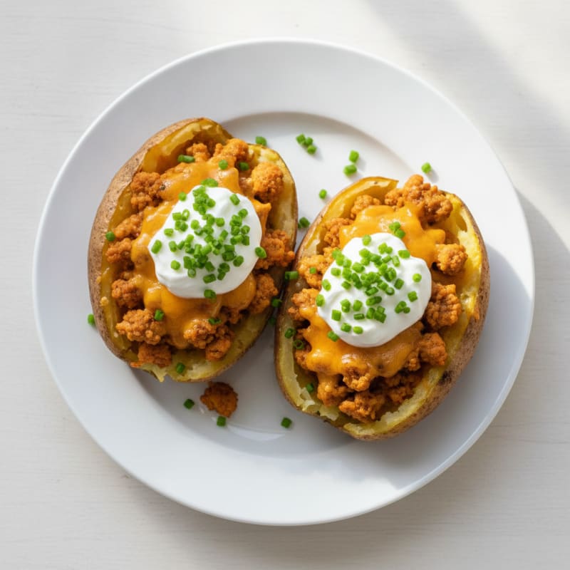 Loaded Turkey-Stuffed Baked Potatoes with Chives