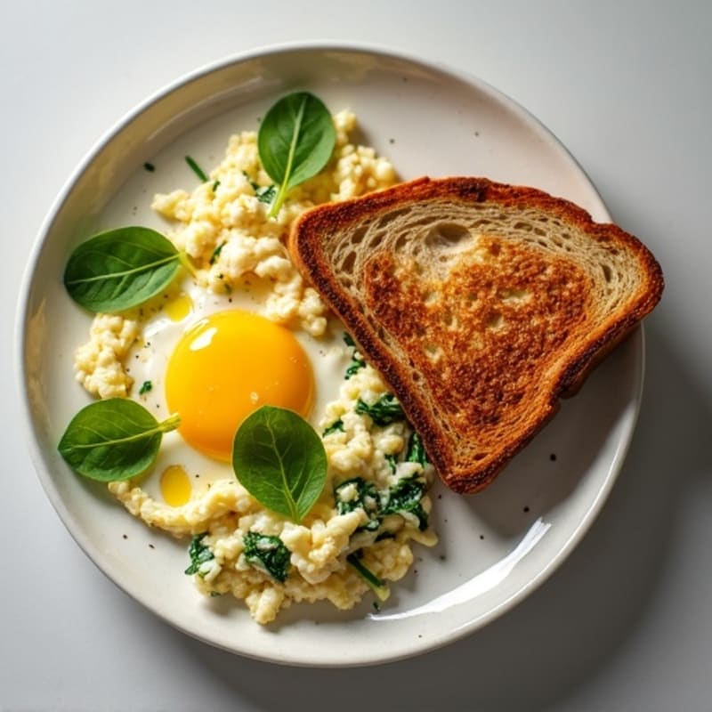 Egg White Scramble with Spinach and Grilled Turkey Breast