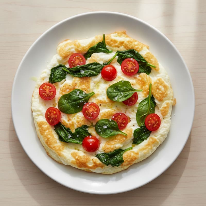 Fluffy Egg White Omelet with Spinach and Tomatoes