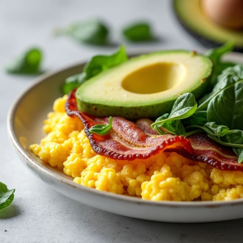 Egg White Scramble with Spinach and Turkey Bacon