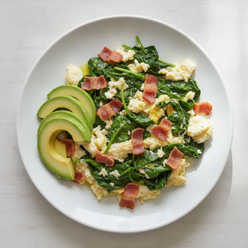 Scrambled Egg Whites with Spinach and Turkey Bacon