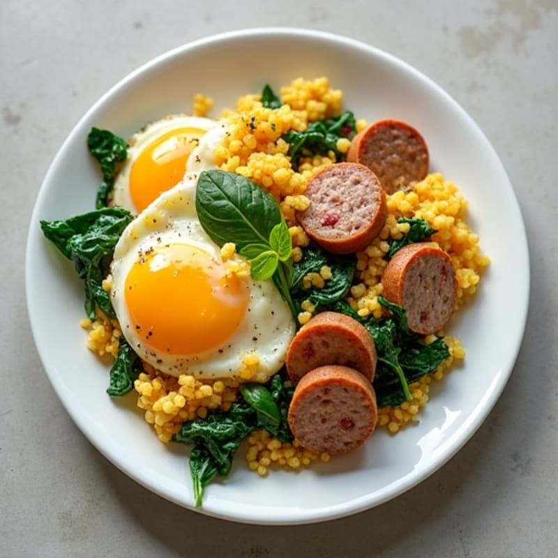 Egg White and Turkey Sausage Scramble with Spinach