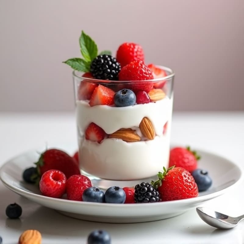 Greek Yogurt Protein Parfait with Berries and Almonds