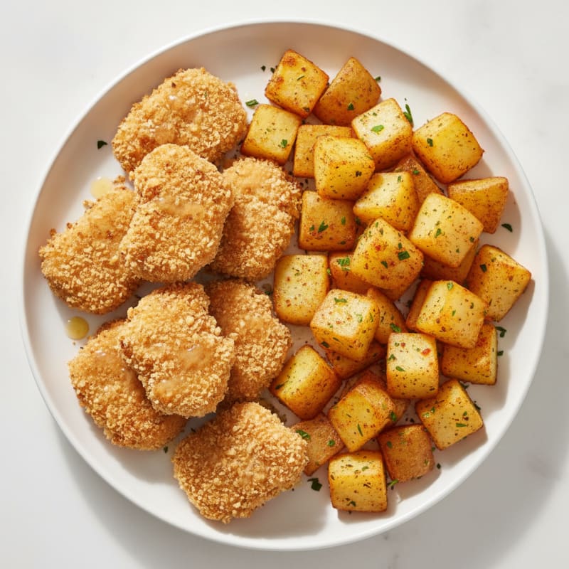 Baked Chicken Nuggets with Roasted Potatoes