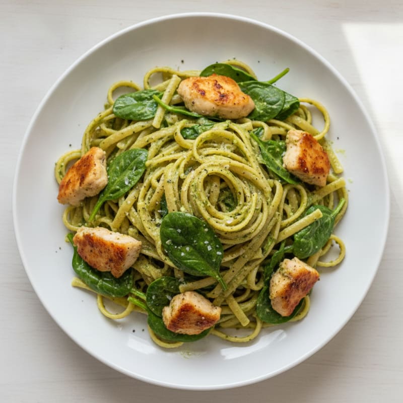 Creamy Pesto Chicken Linguine