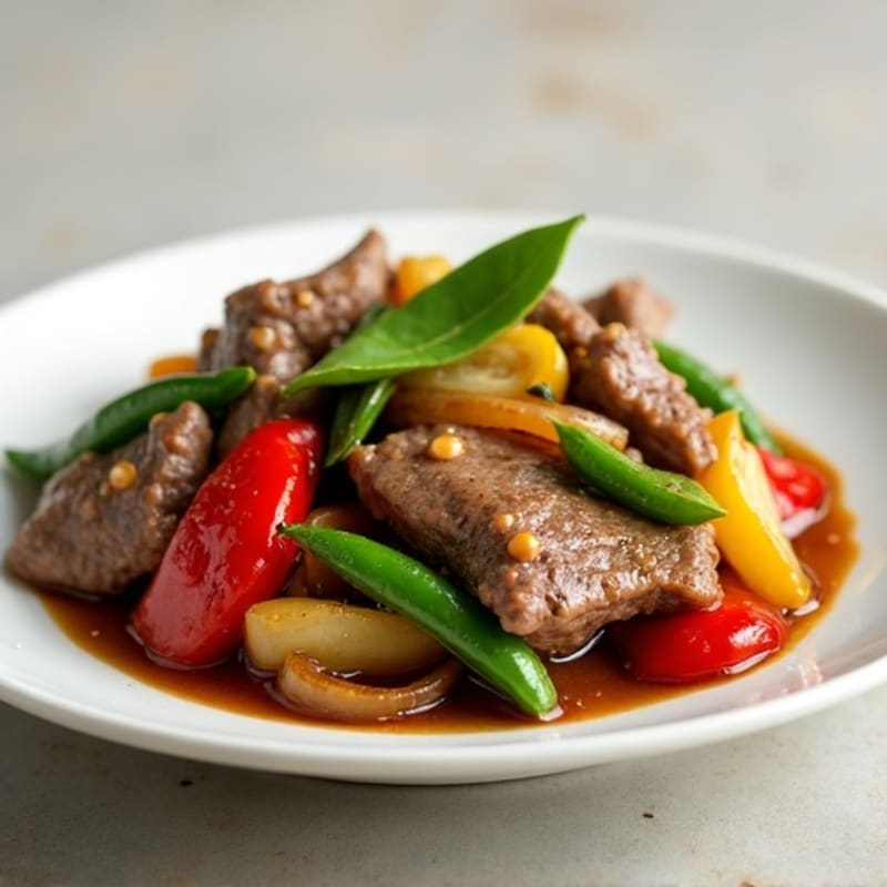 Lean Beef Stir-Fry with Bell Peppers and Snap Peas