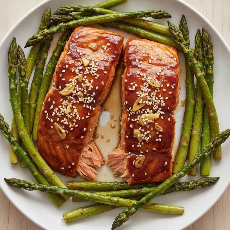 Teriyaki Glazed Salmon with Roasted Asparagus