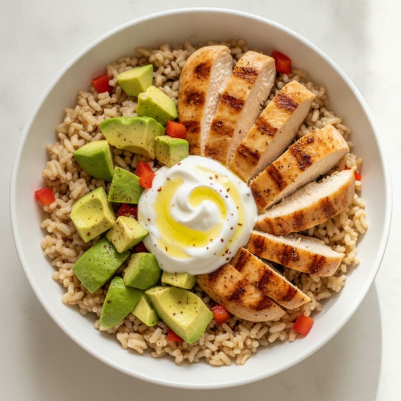 Grilled Chicken and Avocado Rice Bowl