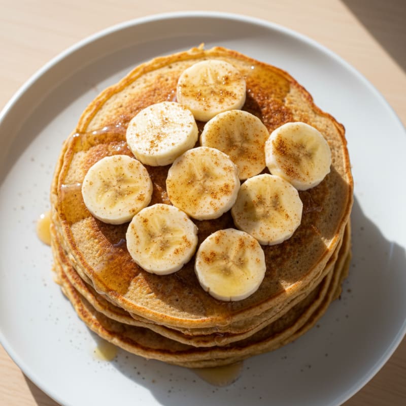 Egg White and Oat Protein Pancakes with Banana Slices