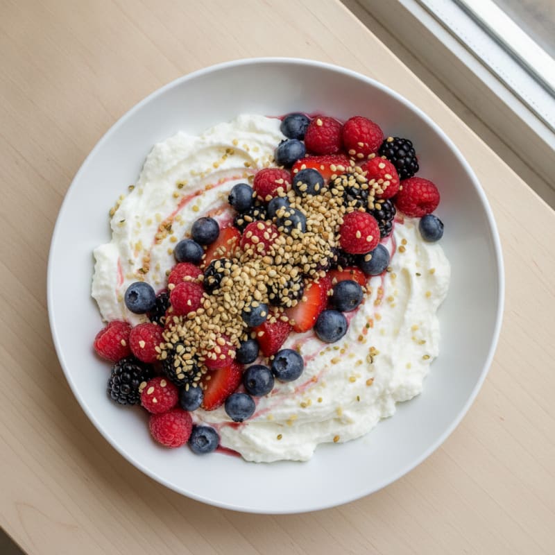 Silky Greek Yogurt Protein Bowl with Mixed Berries