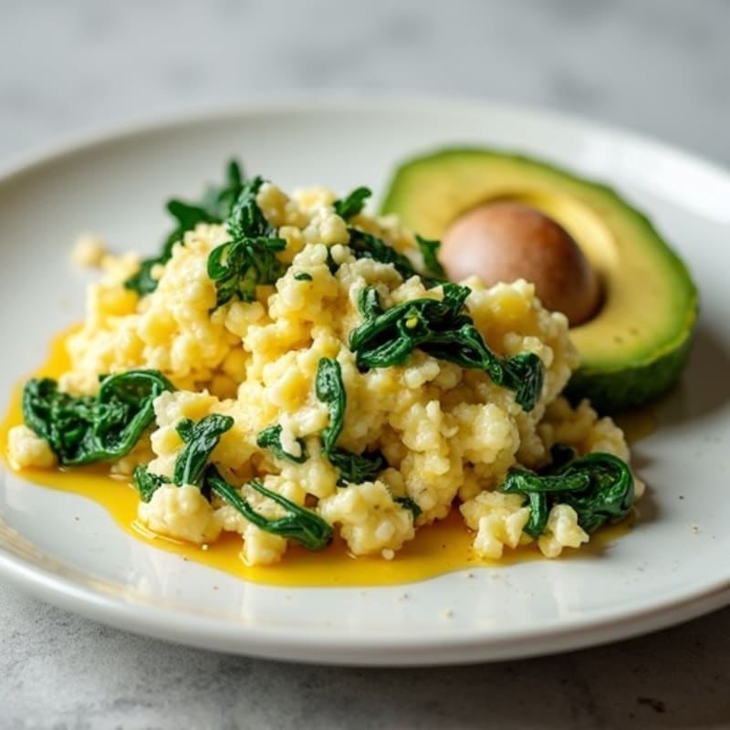 Egg White Scramble with Spinach and Cottage Cheese