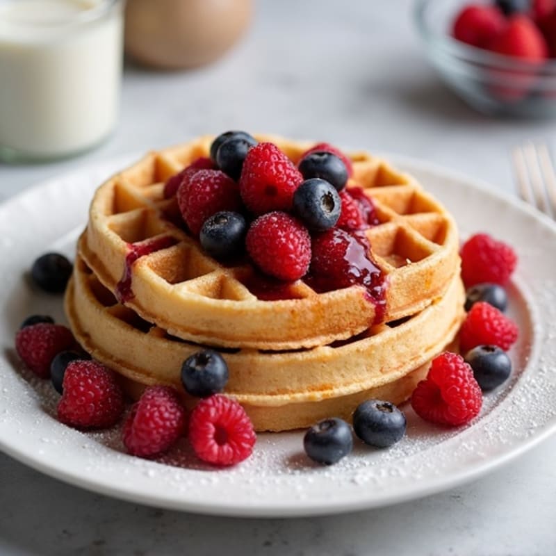 Protein-Packed Almond Flour Waffles with Berry Compote