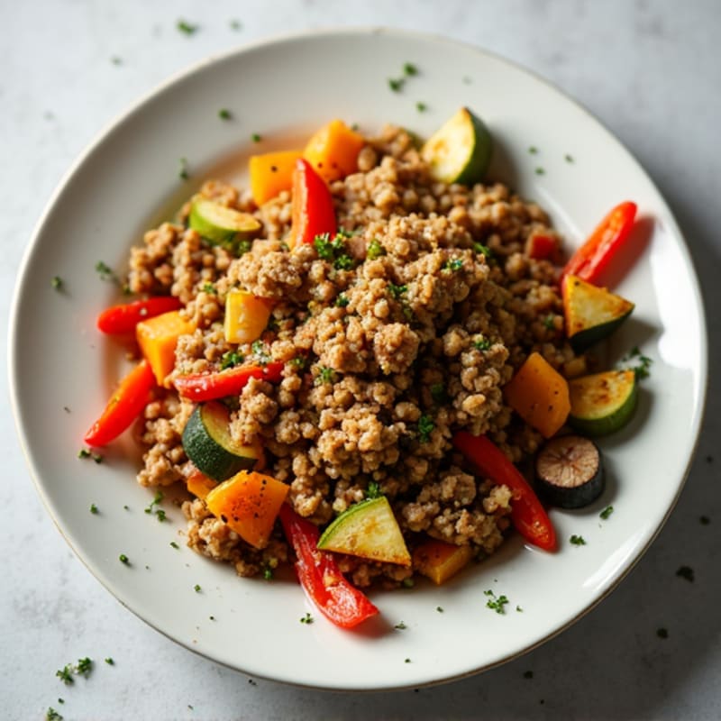 Herb-Garlic Ground Turkey Skillet with Roasted Vegetables