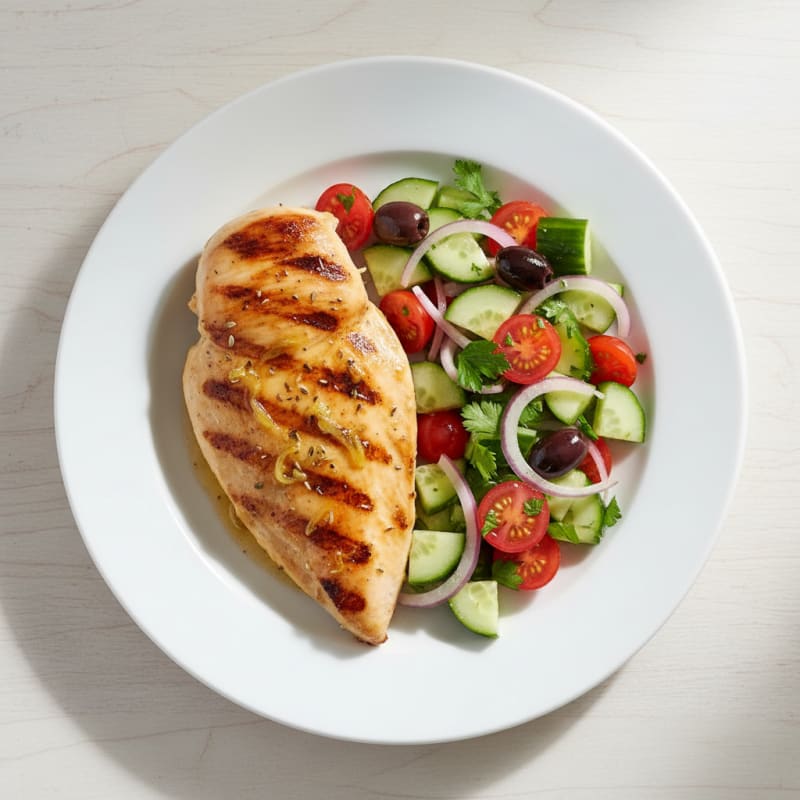 Lemon Garlic Grilled Chicken Breast with Chopped Cucumber Salad