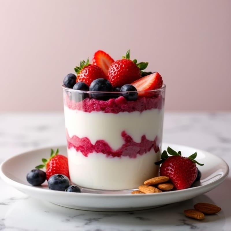 Greek Yogurt Protein Parfait with Mixed Berries and Almonds