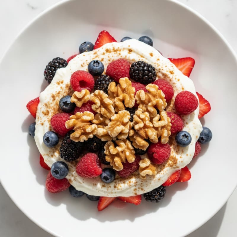Greek Yogurt Protein Parfait with Mixed Berries