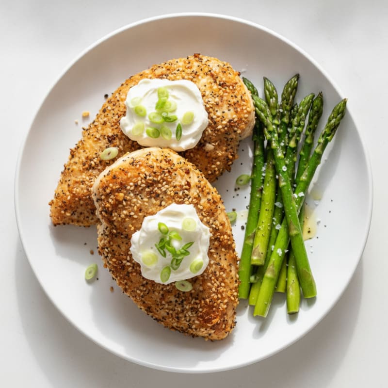 Everything Bagel Crusted Chicken with Scallion Cream Cheese