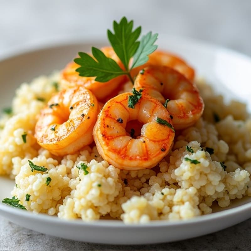 Garlic-Lemon Pan Seared Shrimp with Herb Cauliflower Rice