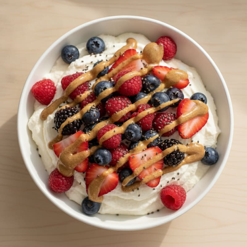 Silky Greek Yogurt Protein Mousse with Mixed Berries