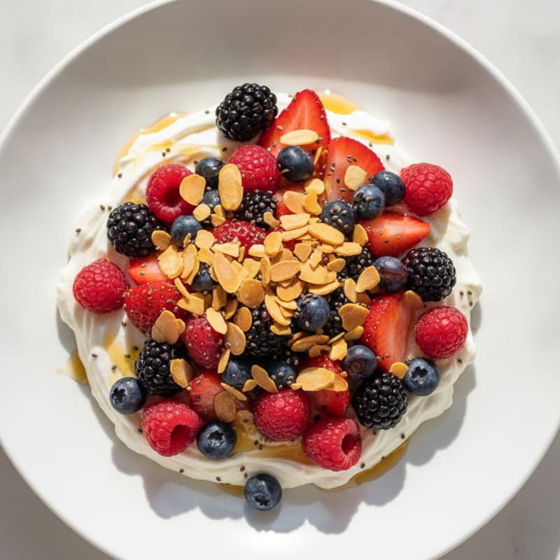 Silky Greek Yogurt Protein Pudding with Mixed Berries