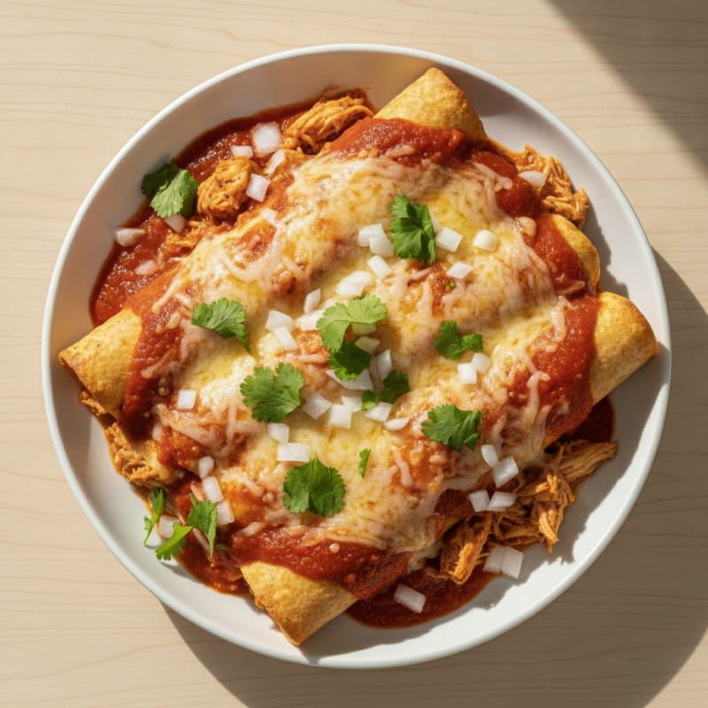Chicken Enchiladas with Red Chili Sauce
