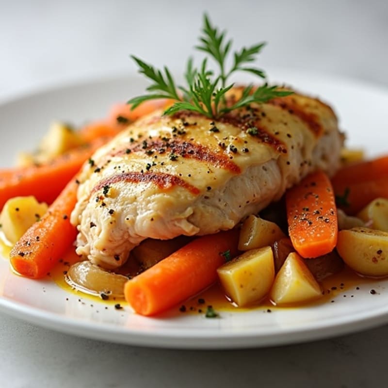 Tender Italian Herb Shredded Chicken with Root Vegetables