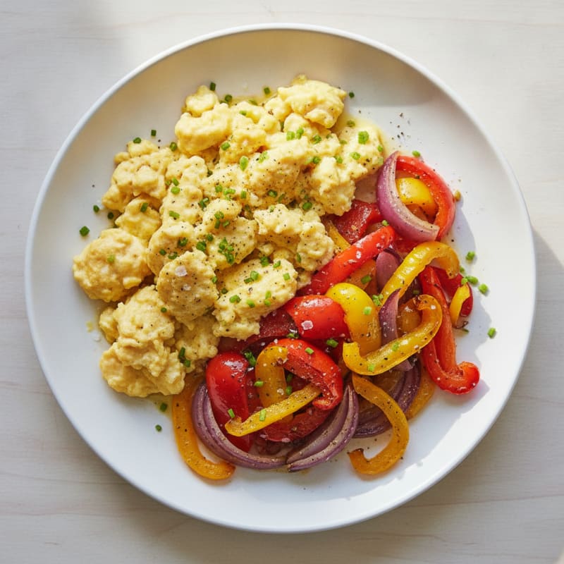Hearty Scrambled Eggs with Roasted Vegetables