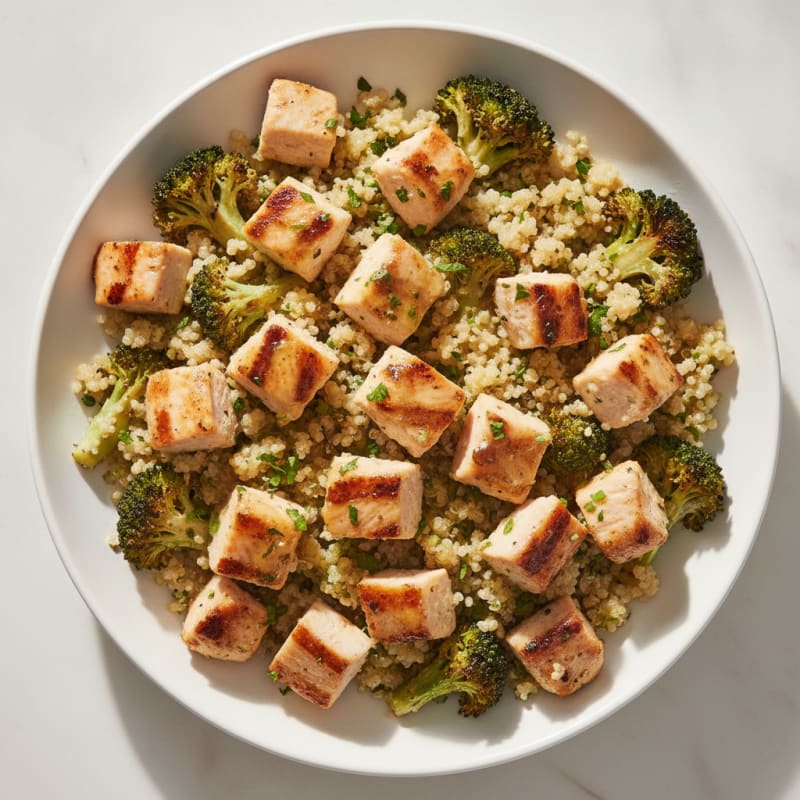 Grilled Chicken and Quinoa Bowl with Roasted Broccoli