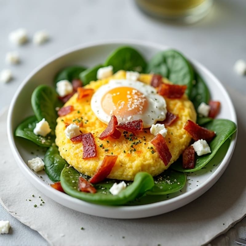 Egg White Scramble with Spinach, Turkey Bacon & Feta