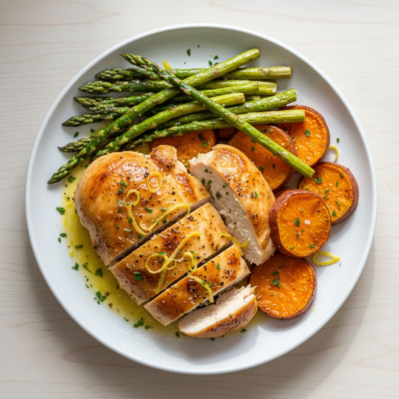Lemon Herb Roasted Chicken with Asparagus