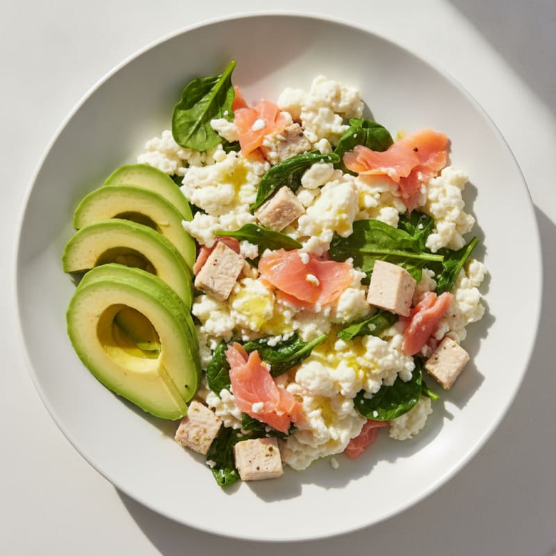 Egg White and Smoked Salmon Scramble with Spinach
